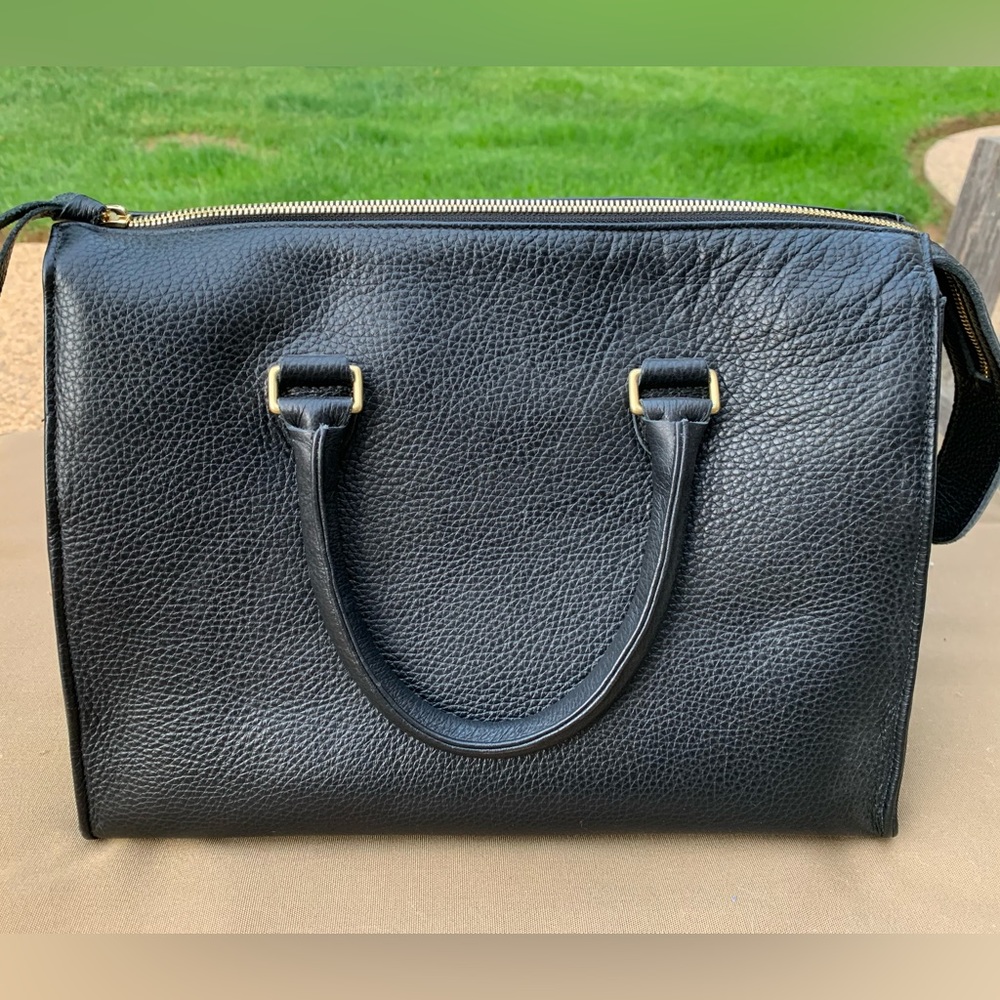 Clare V. Sandrine Leather Satchel Bag Tote in Black